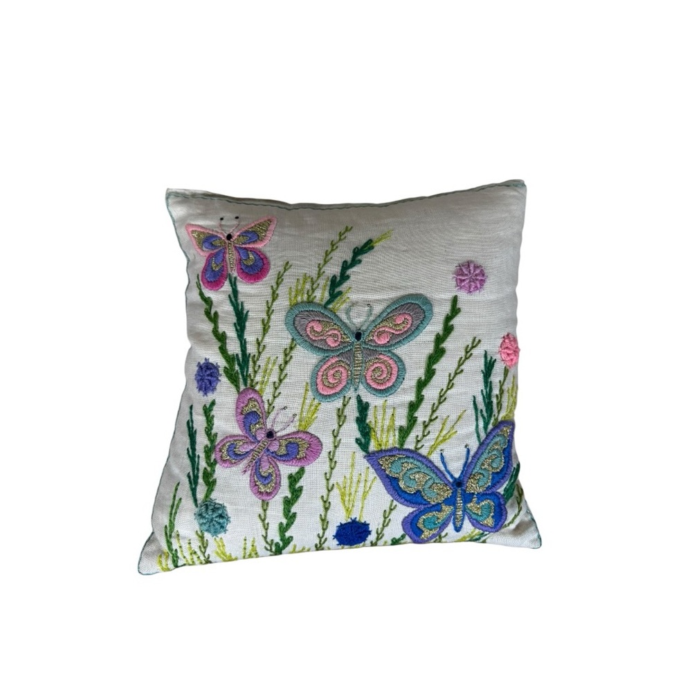 Embroidered Butterfly Throw Pillow‎